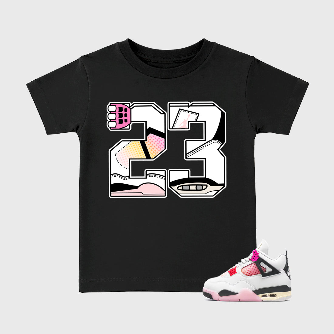 23 Baby & Kids Graphic T-Shirt featuring original artwork designed to match the Air Jordan 4 Comic. Black 1 Kids Graphic Tee.