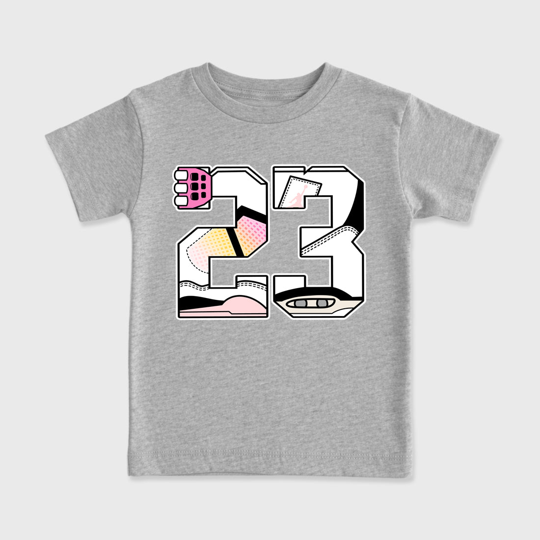 23 Baby & Kids Graphic T-Shirt featuring original artwork designed to match the Air Jordan 4 Comic. Heather Grey 2 Kids Graphic Tee.