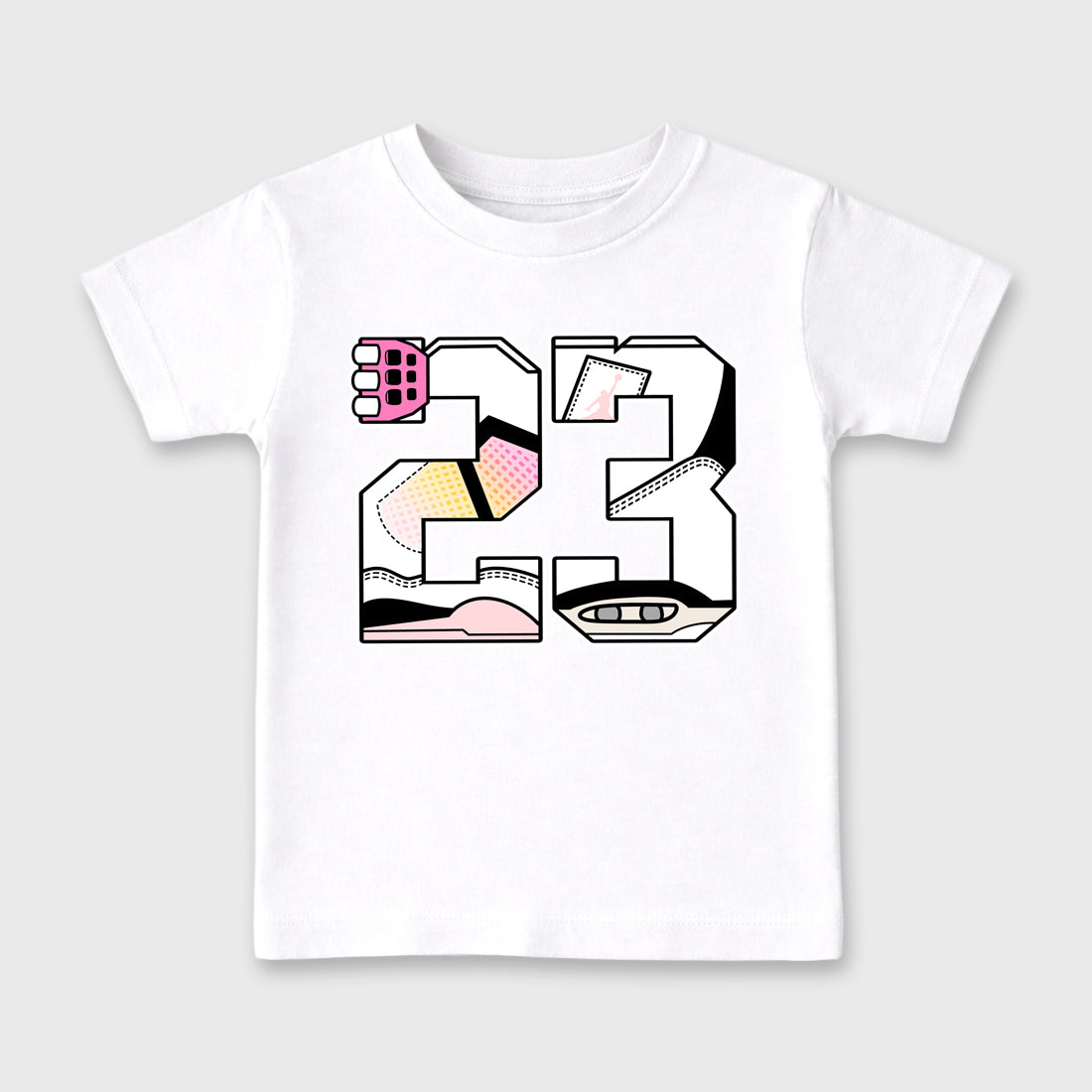 23 Baby & Kids Graphic T-Shirt featuring original artwork designed to match the Air Jordan 4 Comic. White 2 Kids Graphic Tee.