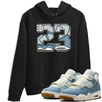 Sneaker match tees – Sneaker Tees To Match 4s Worn Blue Air Jordan 4 Denim Shoes – 23 Tee Black 1