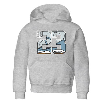 Sneaker match tees – Sneaker Tees To Match 4s Worn Blue Air Jordan 4 Denim Shoes – 23 Kids T-Shirt Heather Grey 2