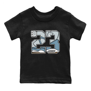 Sneaker match tees – Sneaker Tees To Match 4s Worn Blue Air Jordan 4 Denim Shoes – 23 Kids T-Shirt Black 2