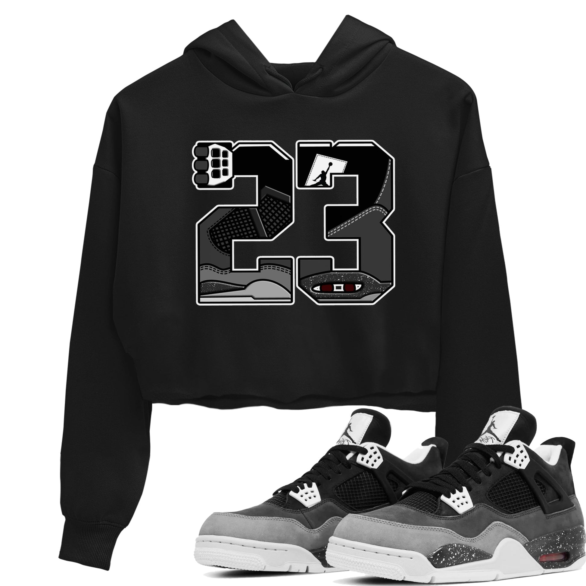 4s Fear shirts to match jordans 23 sneaker match tees Air Jordan 4 Retro Fear match shoes to clothes SNRT Sneaker Tees unisex cotton Black 1 crop tee
