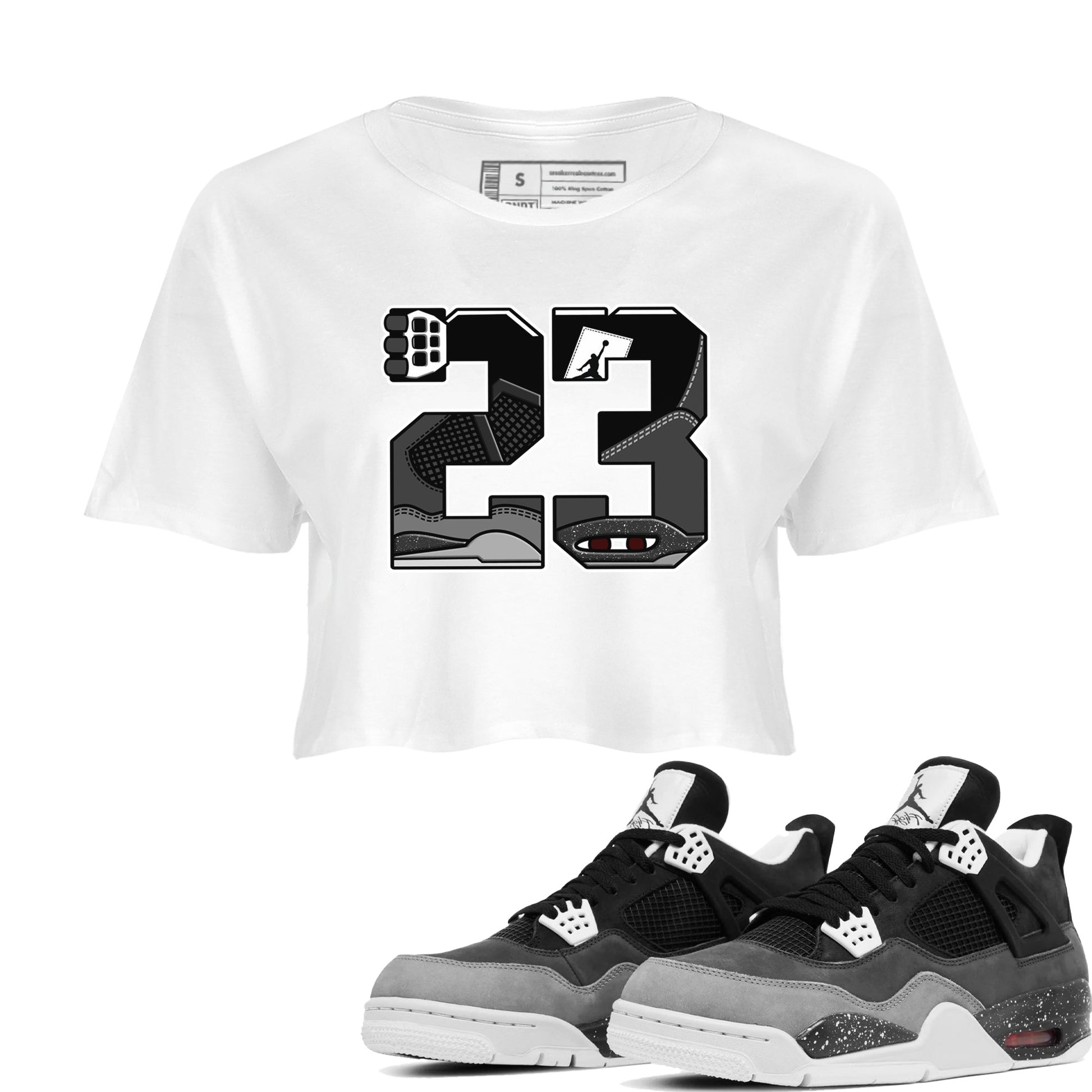 4s Fear shirts to match jordans 23 sneaker match tees Air Jordan 4 Retro Fear match shoes to clothes SNRT Sneaker Tees unisex cotton White 1 crop tee