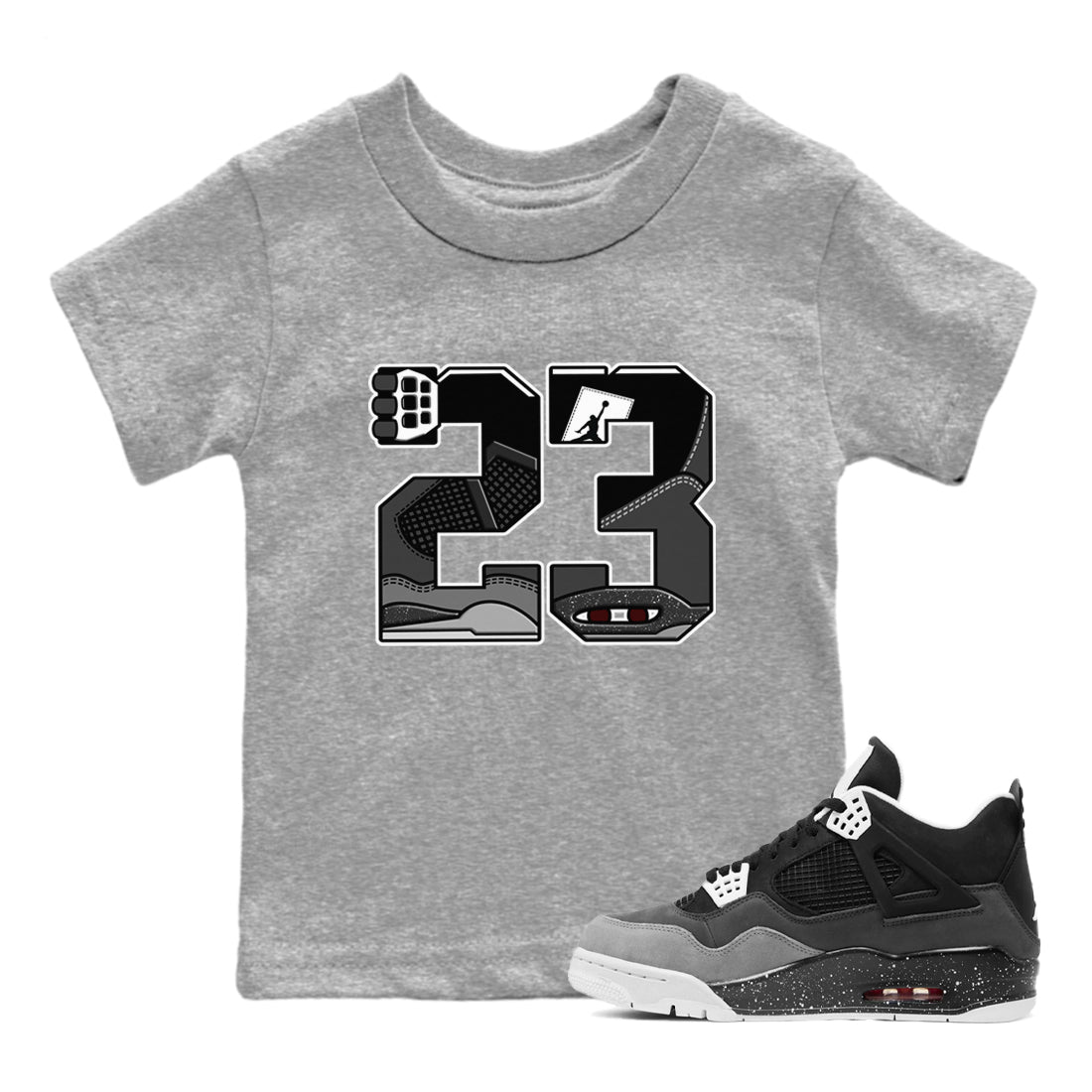 4s Fear shirts to match jordans 23 sneaker match tees Air Jordan 4 Retro Fear match shoes to clothes SNRT Sneaker Tees Youth Baby Heather Grey 1 tee