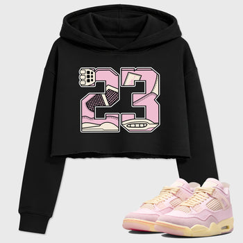 Sneaker match tees – Sneaker Tees To Match Air Jordan 4 Iced Carmine Shoes – 23 Crop T-Shirt Black 1