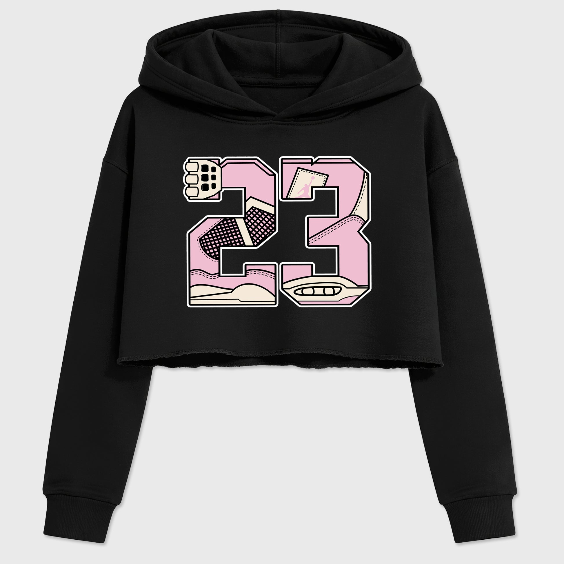 Sneaker match tees – Sneaker Tees To Match Air Jordan 4 Iced Carmine Shoes – 23 Crop T-Shirt Black 2