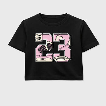 Sneaker match tees – Sneaker Tees To Match Air Jordan 4 Iced Carmine Shoes – 23 Crop T-Shirt Black 2