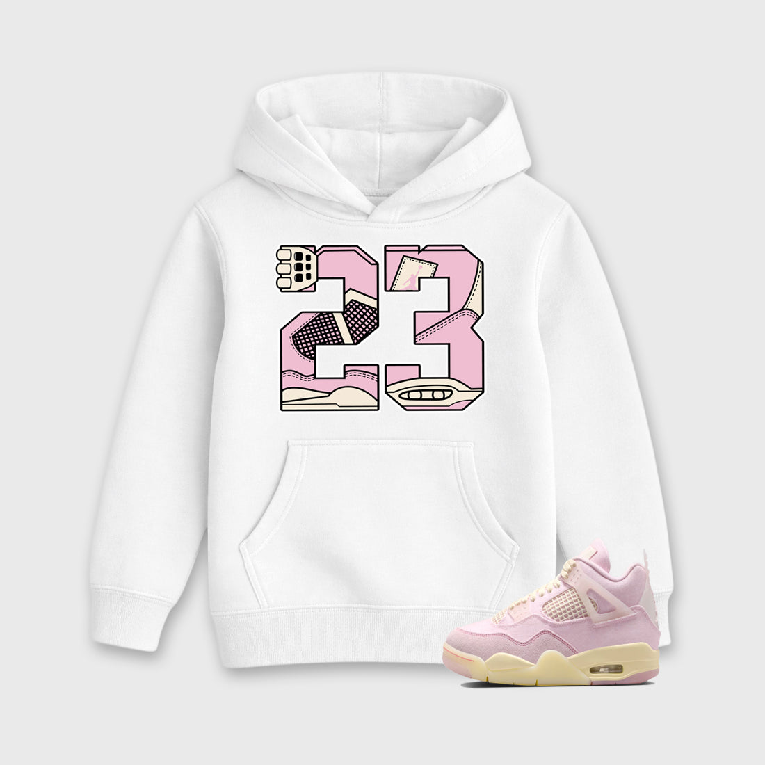 Sneaker match tees – Sneaker Tees To Match Air Jordan 4 Iced Carmine Shoes – 23 Kids T-Shirt White 1