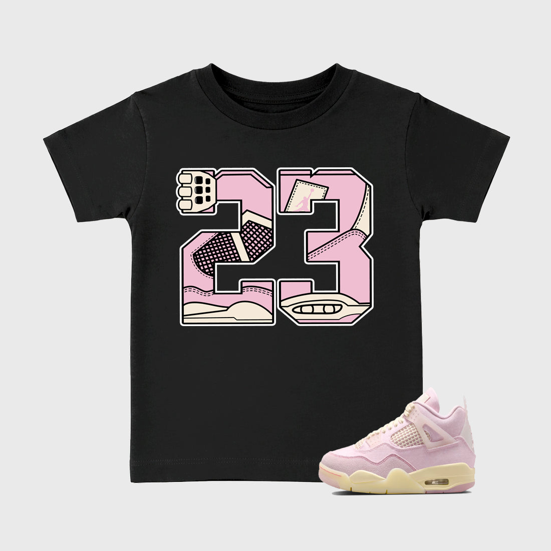Sneaker match tees – Sneaker Tees To Match Air Jordan 4 Iced Carmine Shoes – 23 Kids T-Shirt Black 1