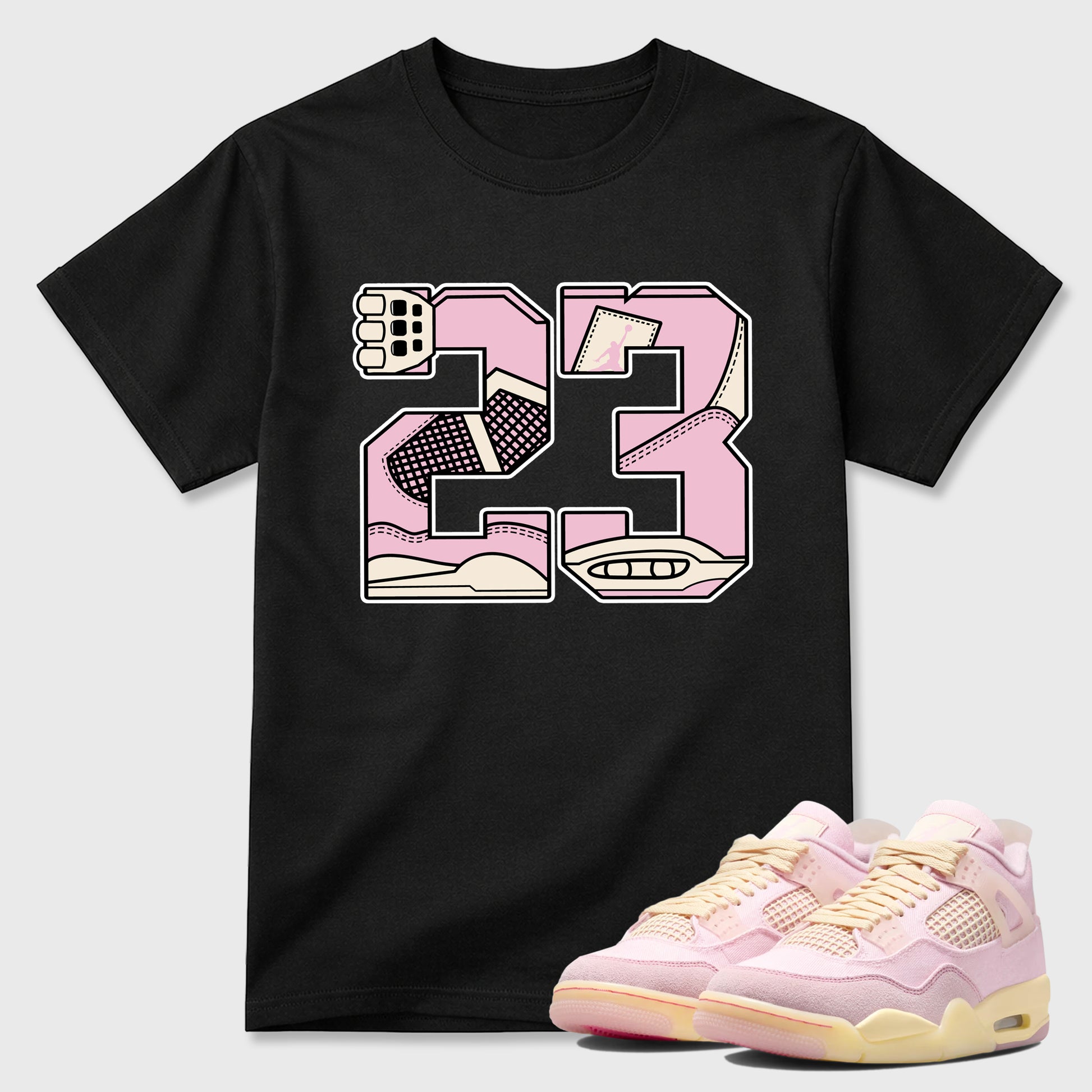 Sneaker match tees – Sneaker Tees To Match Air Jordan 4 Iced Carmine Shoes – 23 Tee Black 1
