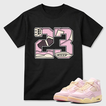 Sneaker match tees – Sneaker Tees To Match Air Jordan 4 Iced Carmine Shoes – 23 Tee Black 1