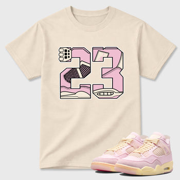 Sneaker match tees – Sneaker Tees To Match Air Jordan 4 Iced Carmine Shoes – 23 Tee Natural 1