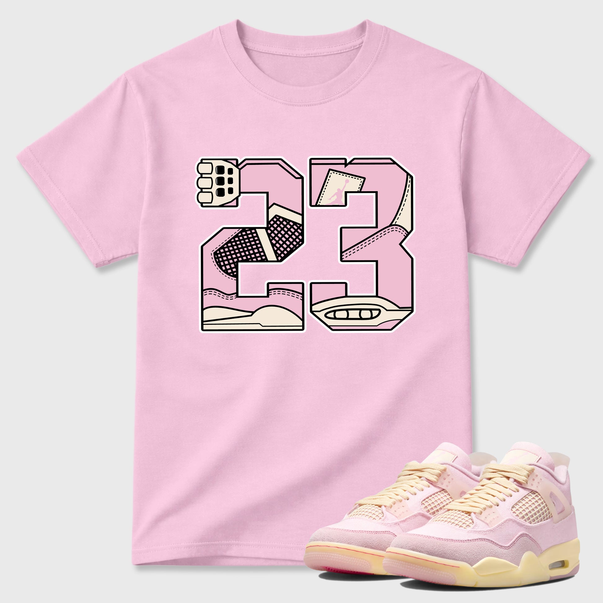 Sneaker match tees – Sneaker Tees To Match Air Jordan 4 Iced Carmine Shoes – 23 Tee Pink 1