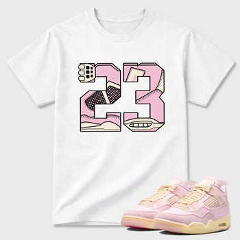 Sneaker match tees – Sneaker Tees To Match Air Jordan 4 Iced Carmine Shoes – 23 Tee White 1