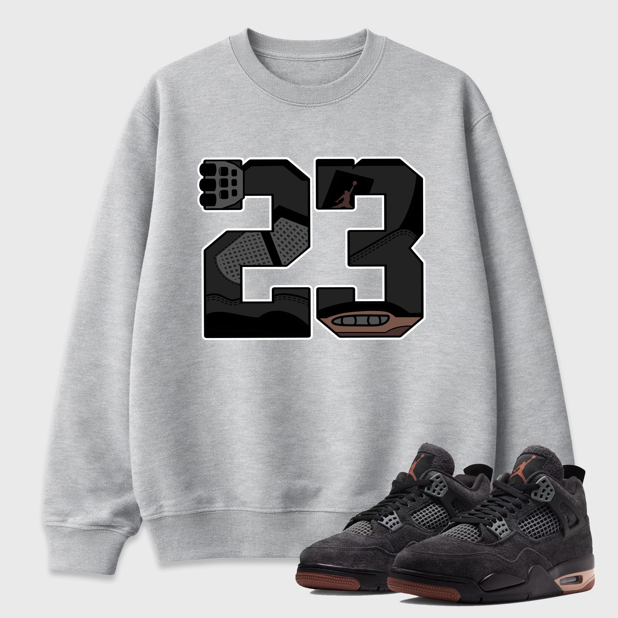 23 Graphic T-Shirt featuring original streetwear artwork designed to match the Air Jordan 4 London. Heather Grey 1 Graphic Tee.
