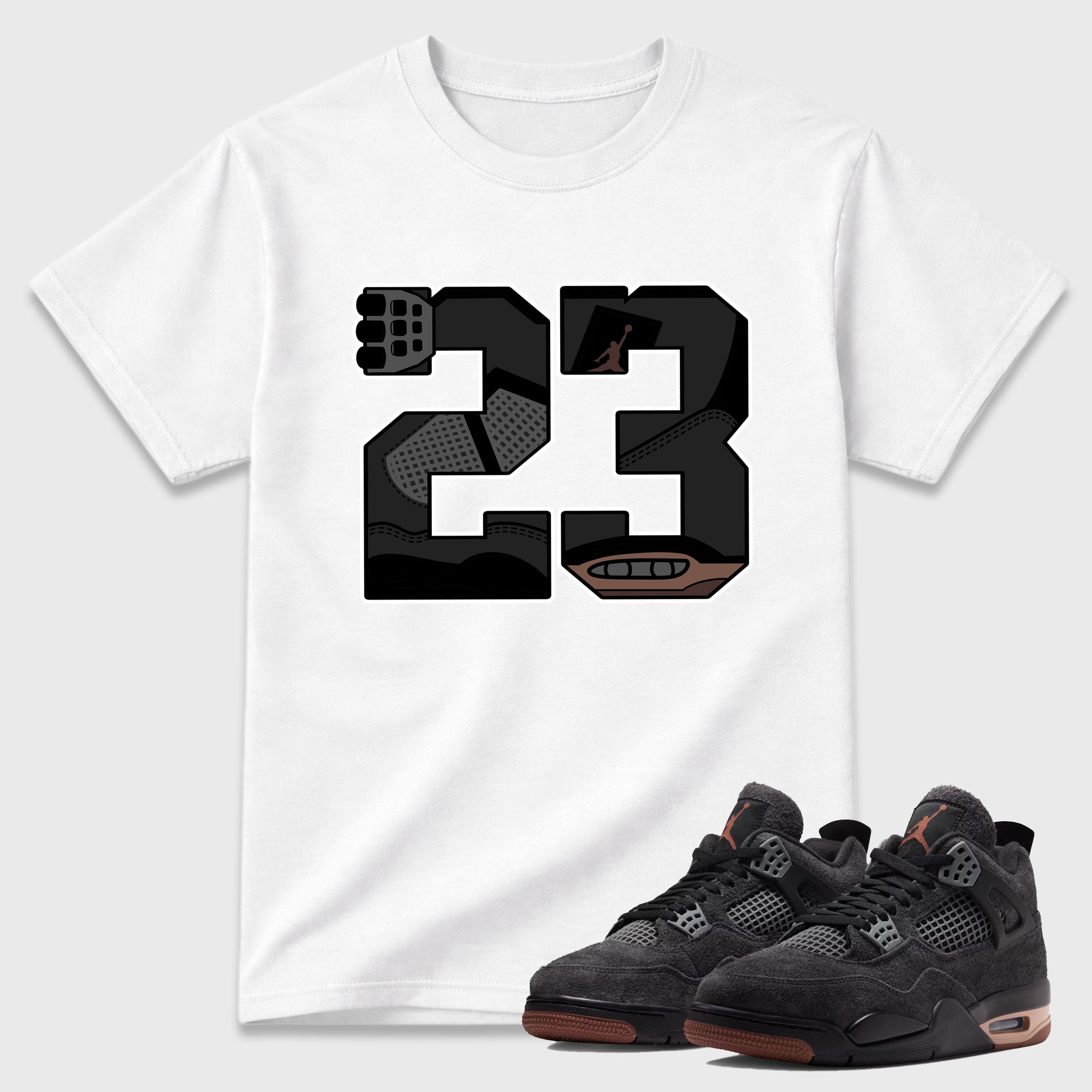 23 Graphic T-Shirt featuring original streetwear artwork designed to match the Air Jordan 4 London. White 1 Graphic T-Shirt.