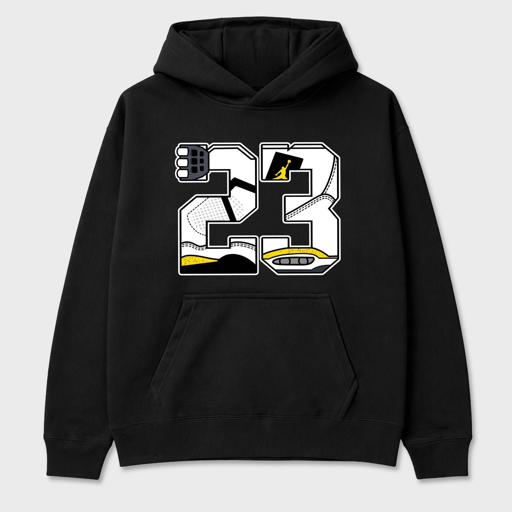 23 Graphic T-Shirt featuring original streetwear artwork designed to match the Air Jordan 4 Tour Yellow. Black 2 Graphic Tee.