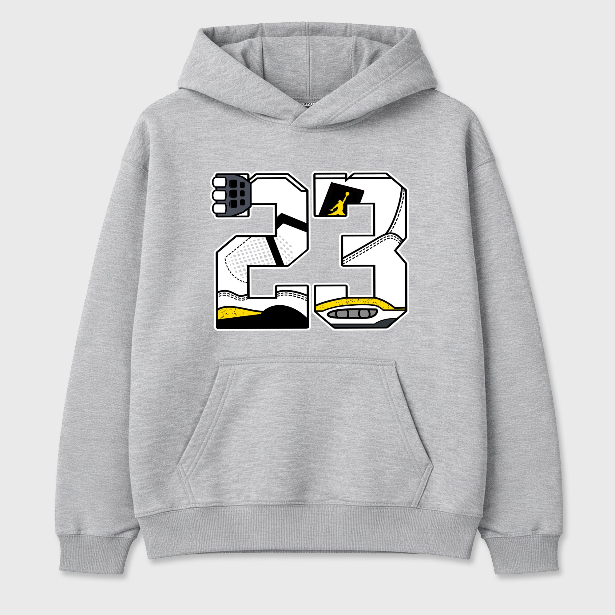 23 Graphic T-Shirt featuring original streetwear artwork designed to match the Air Jordan 4 Tour Yellow. Heather Grey 2 Graphic Tee.