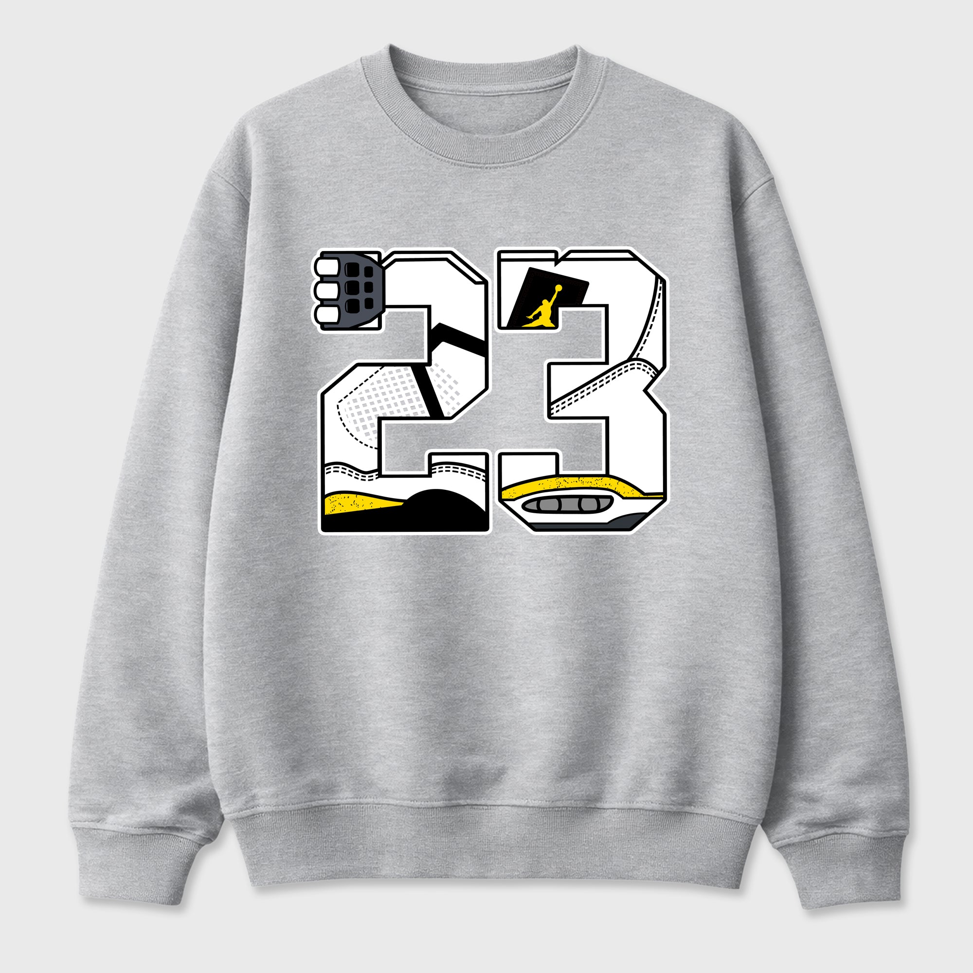 23 Graphic T-Shirt featuring original streetwear artwork designed to match the Air Jordan 4 Tour Yellow. Heather Grey 2 Graphic Tee.