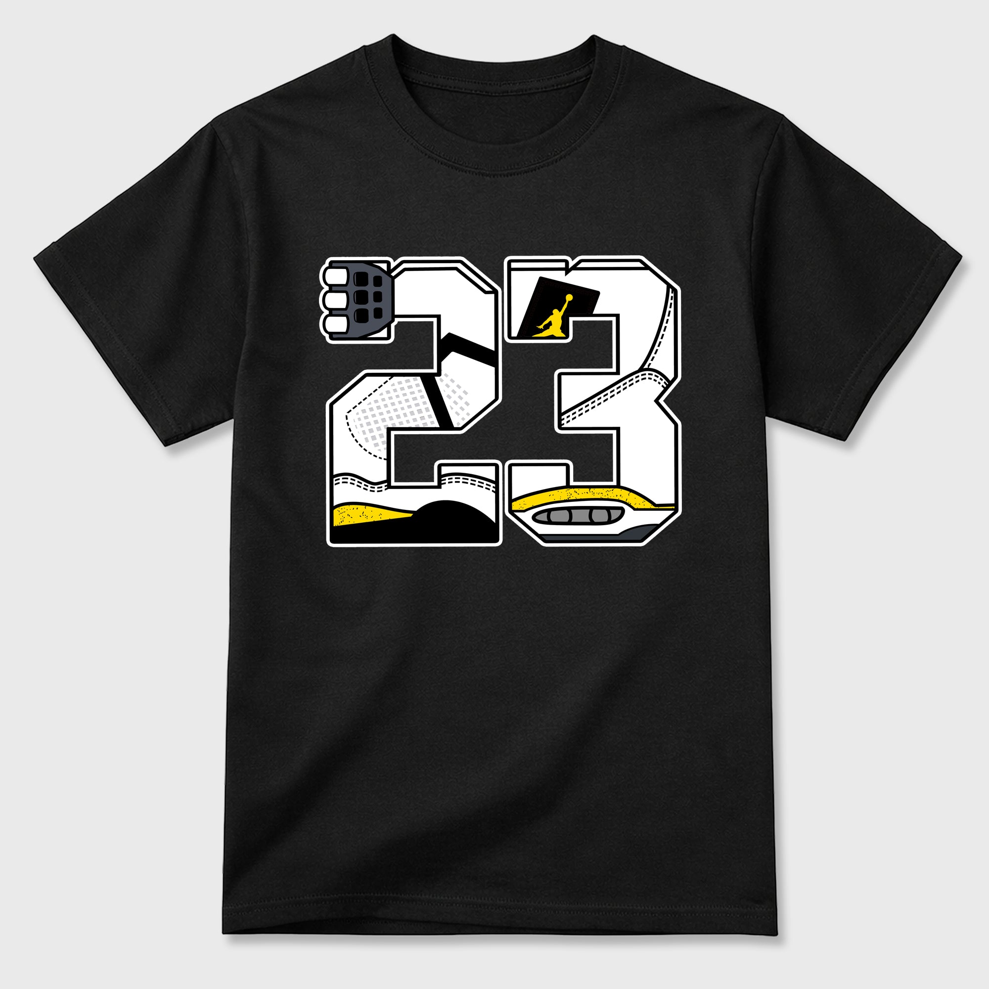 23 Graphic T-Shirt featuring original streetwear artwork designed to match the Air Jordan 4 Tour Yellow. Black 2 Graphic T-Shirt.