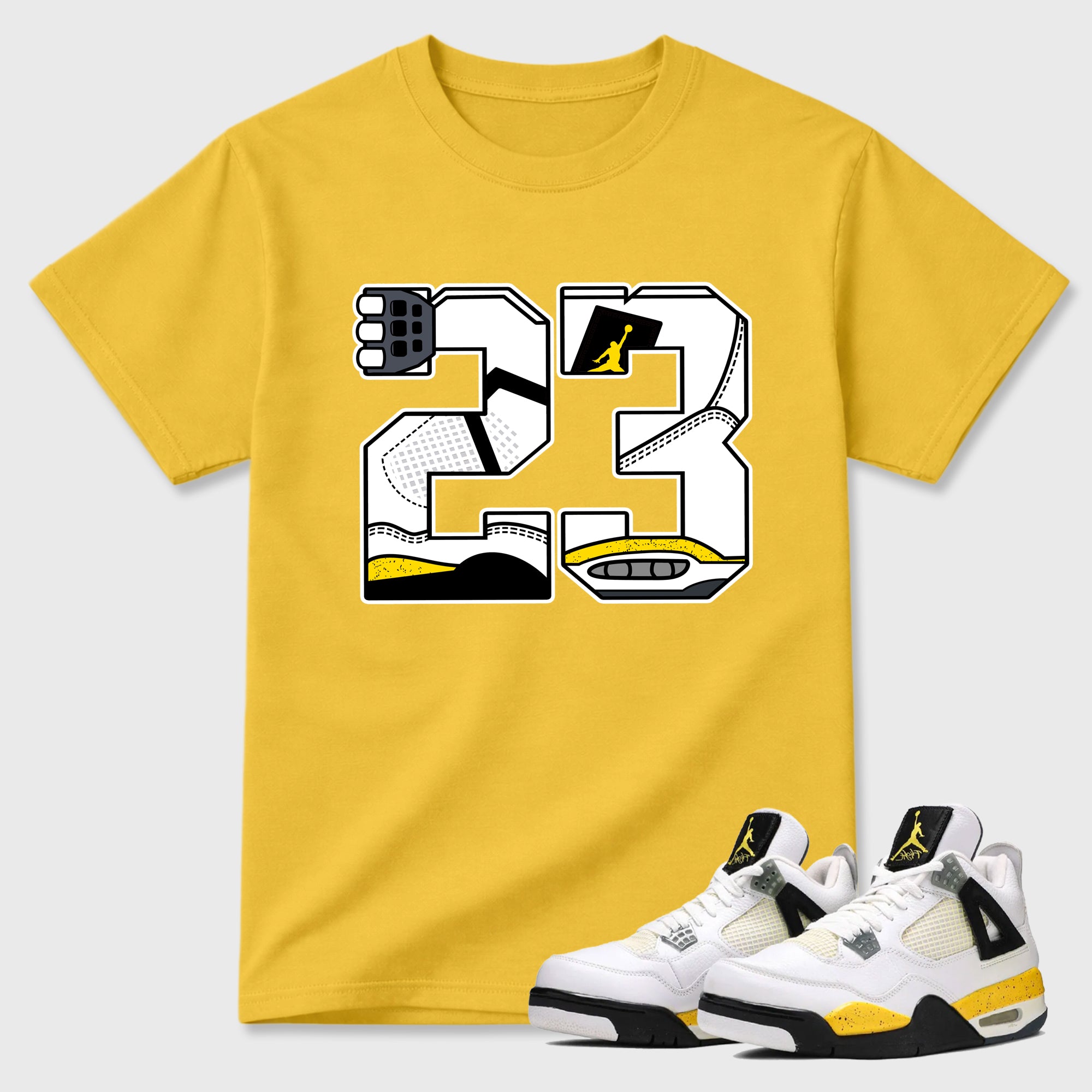 23 Graphic T-Shirt featuring original streetwear artwork designed to match the Air Jordan 4 Tour Yellow. Daisy 1 Graphic T-Shirt.