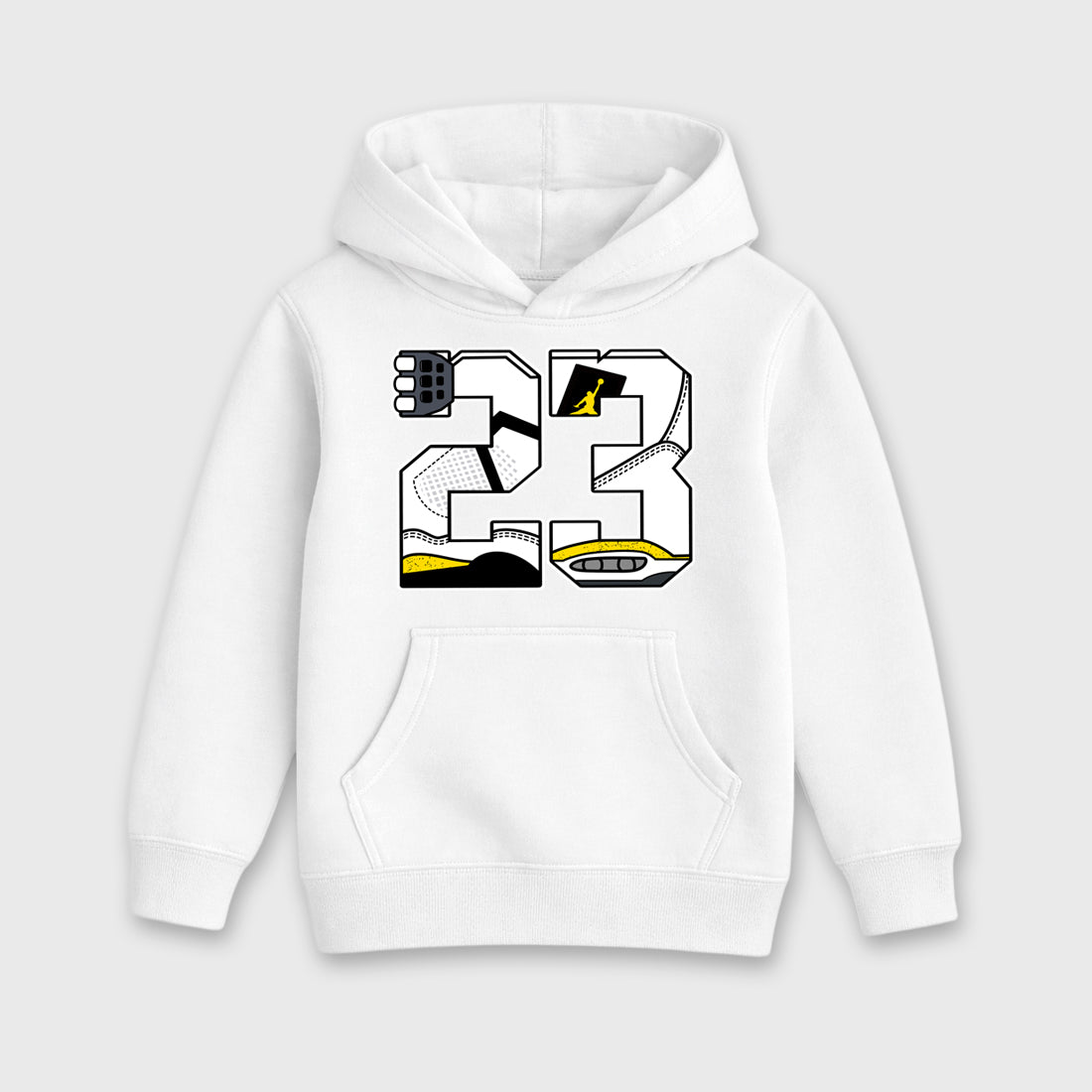 23 Baby & Kids Graphic Hoodie featuring original artwork designed to match the Air Jordan 4 Tour Yellow. White 2 Kids Graphic Sweater.