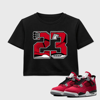 23 women’s crop tee designed to match the , featuring coordinated Black 1 options for a perfect streetwear vibe.
