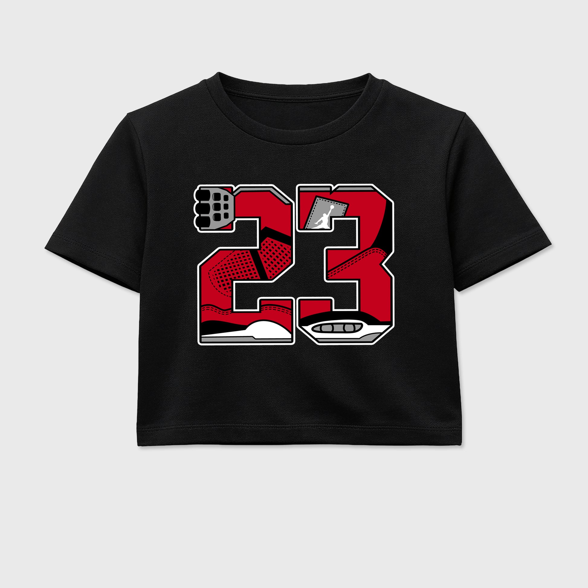 23 women’s crop tee designed to match the , featuring coordinated Black 2 options for a perfect streetwear vibe.