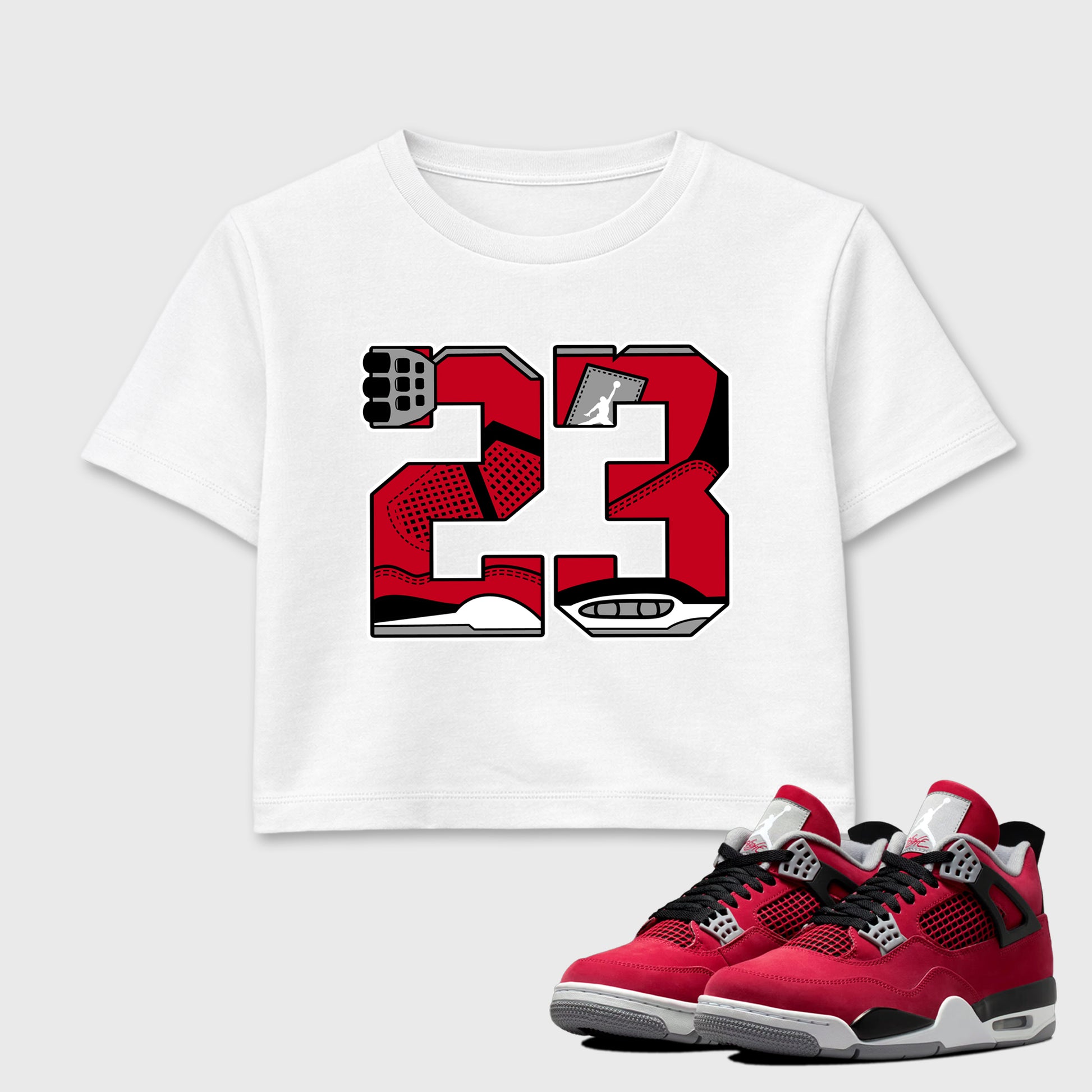 23 women’s crop tee designed to match the , featuring coordinated White 1 options for a perfect streetwear vibe.