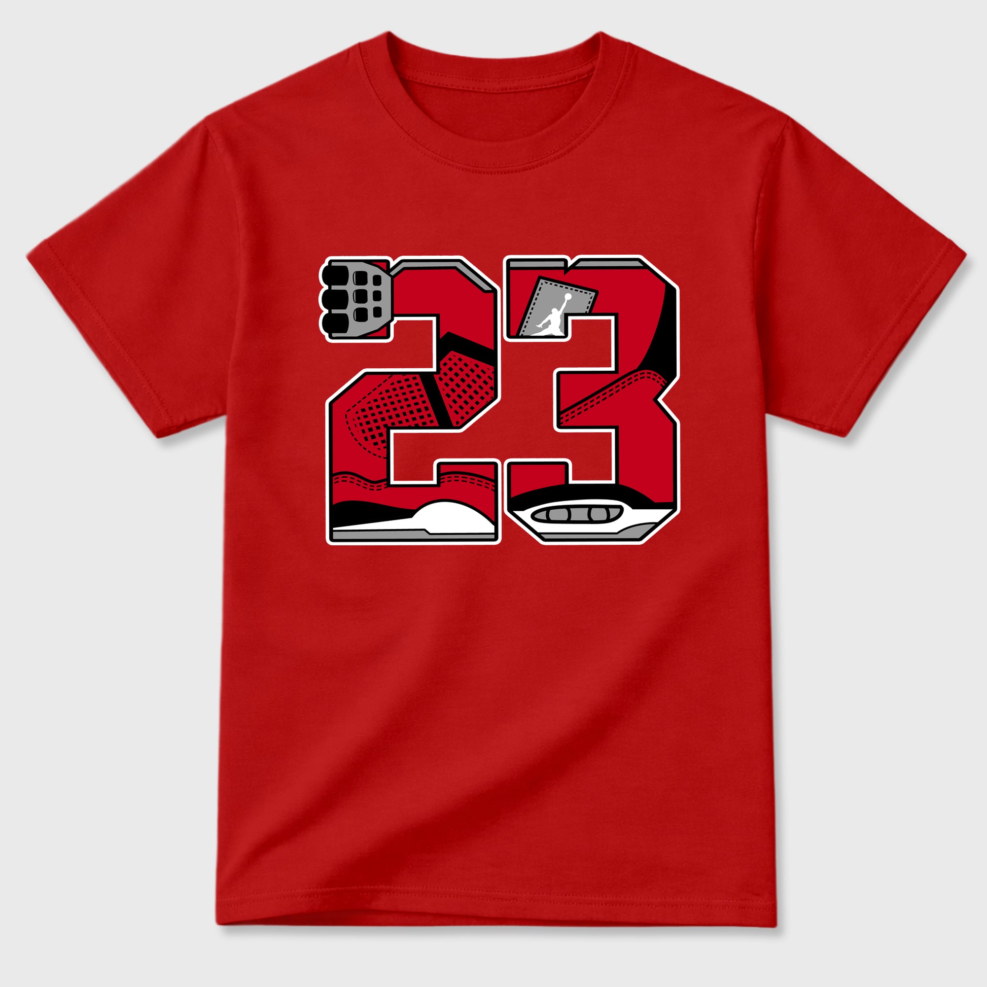 23 Graphic T-Shirt sneaker match tee designed for the , featuring coordinated color options for a perfect streetwear match. Red 2 shirt.