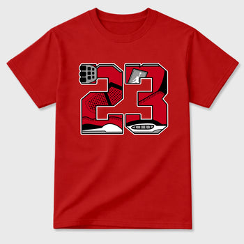 23 Graphic T-Shirt sneaker match tee designed for the , featuring coordinated color options for a perfect streetwear match. Red 2 shirt.