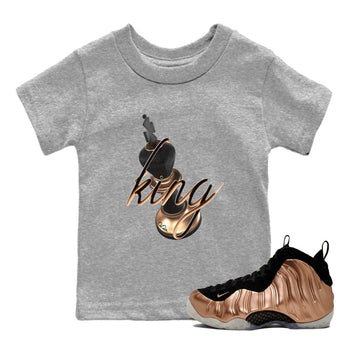 Foams One Metallic Copper shirts to match jordans 3D King sneaker match tees Air Foamposite One Metallic Copper match shoes to clothes SNRT Sneaker Tees Youth Baby Heather Grey 1 tee