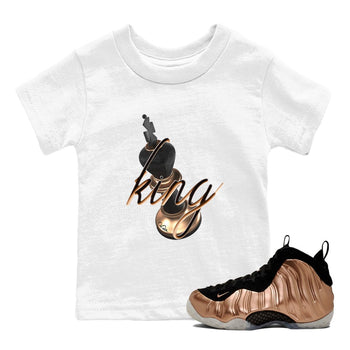 Foams One Metallic Copper shirts to match jordans 3D King sneaker match tees Air Foamposite One Metallic Copper match shoes to clothes SNRT Sneaker Tees Youth Baby White 1 tee
