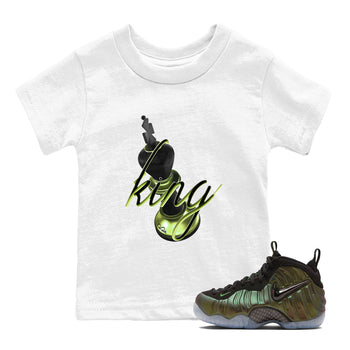 Sneaker match tees – Sneaker Tees To Match Air Foamposite One Pine Green Shoes – 3D King Kids T-Shirt White 1