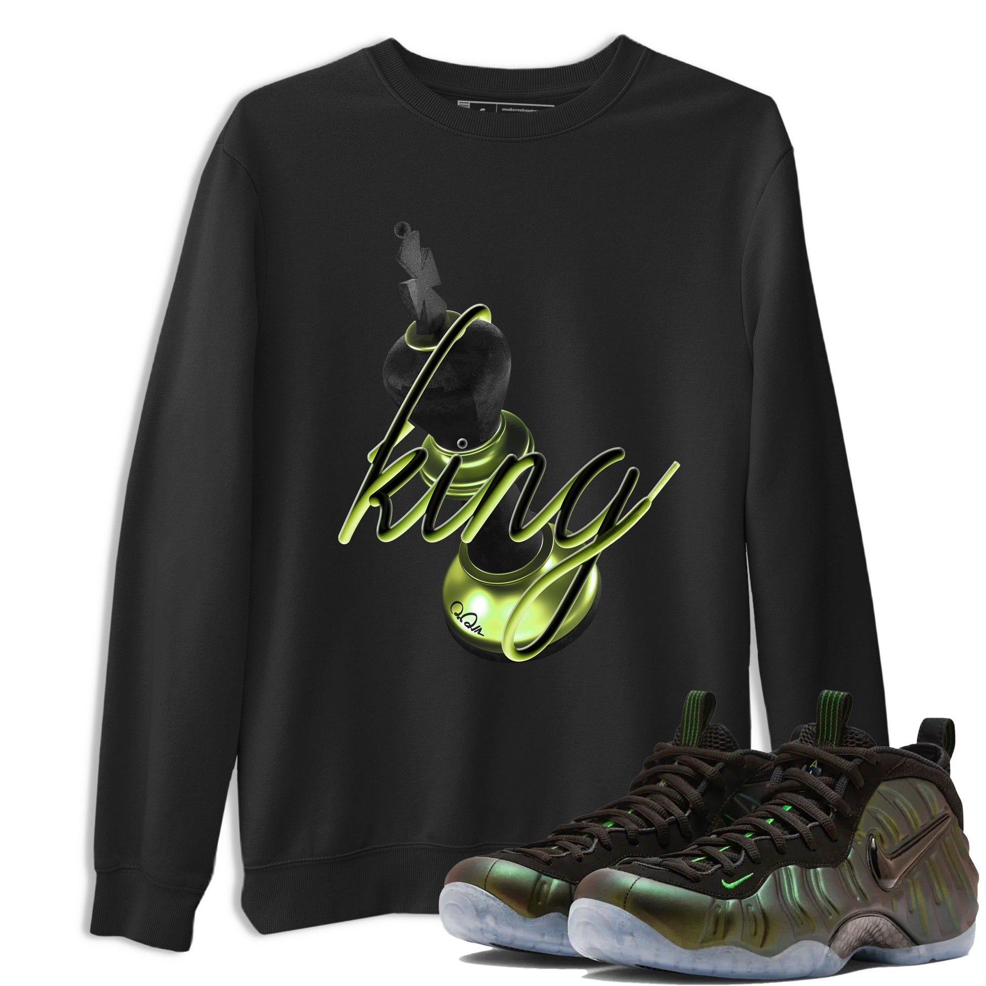 Sneaker match tees – Sneaker Tees To Match Air Foamposite One Pine Green Shoes – 3D King Tee Black 1
