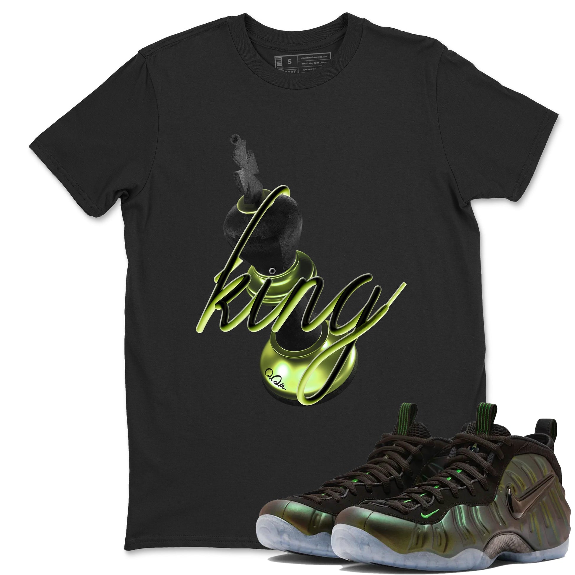 Sneaker match tees – Sneaker Tees To Match Air Foamposite One Pine Green Shoes – 3D King Tee Black 1