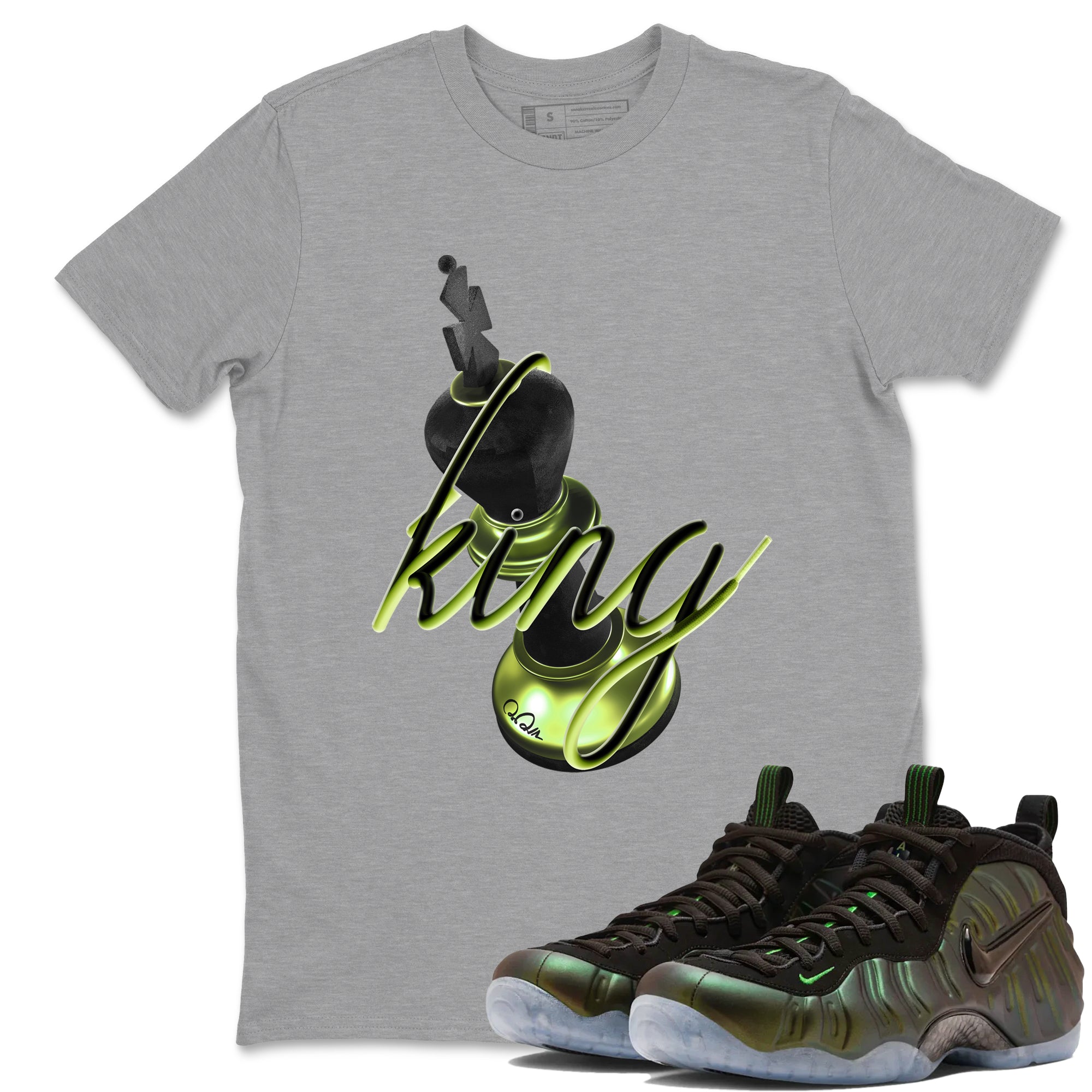 Sneaker match tees – Sneaker Tees To Match Air Foamposite One Pine Green Shoes – 3D King Tee Heather Grey 1