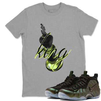 Sneaker match tees – Sneaker Tees To Match Air Foamposite One Pine Green Shoes – 3D King Tee Heather Grey 1