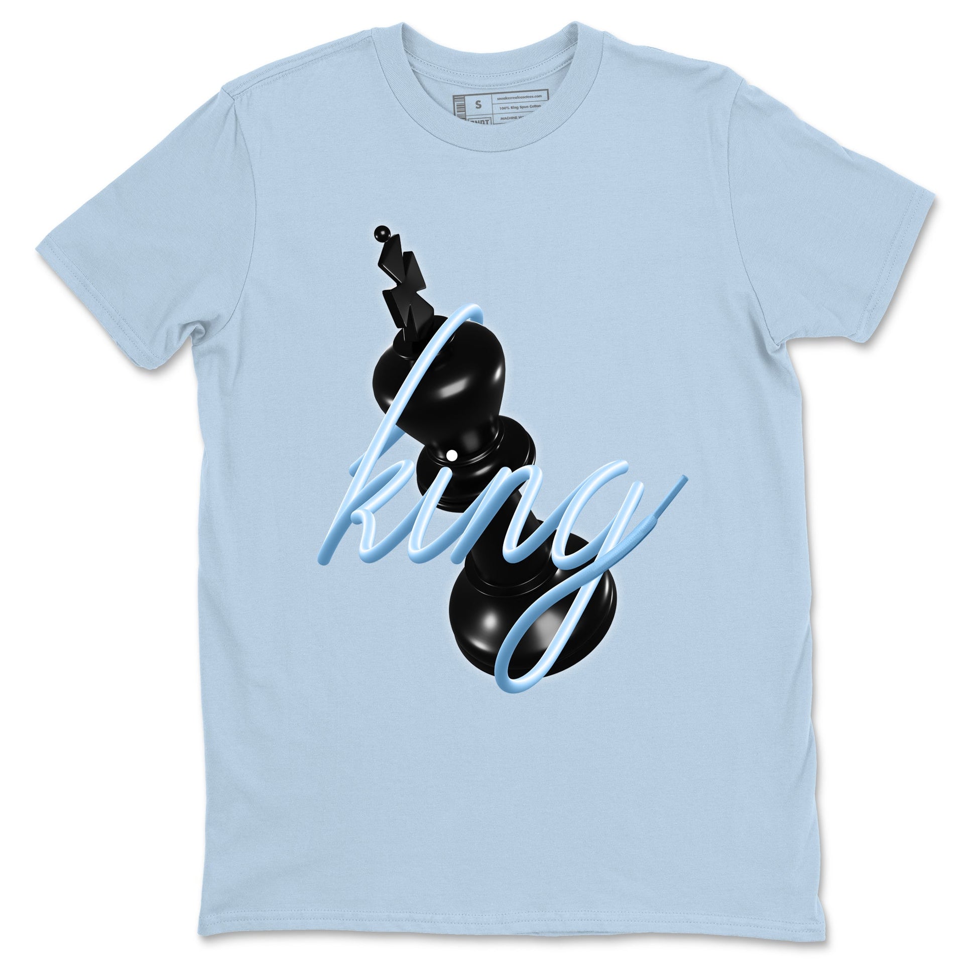 3D King sneaker match t-shirt styled to complete your fit with the Air Foamposite One Psychic Blue sneakers, shown in Light Blue 2.