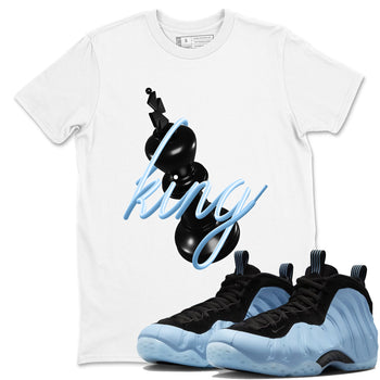 3D King sneaker match t-shirt styled to complete your fit with the Air Foamposite One Psychic Blue sneakers, shown in White 1.