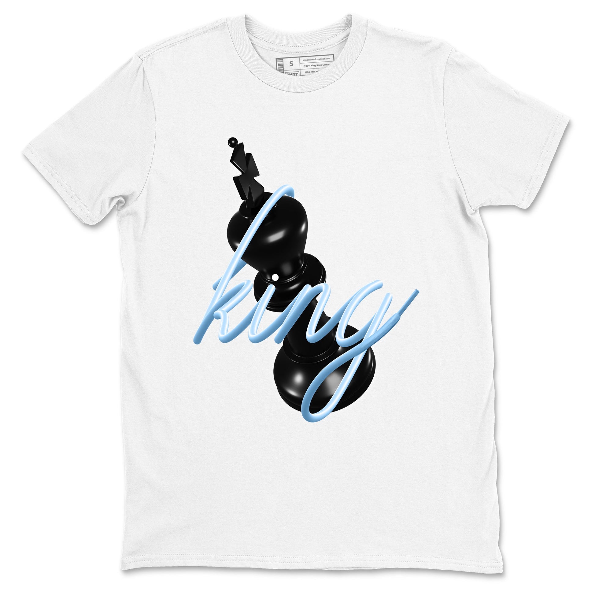 3D King sneaker match t-shirt styled to complete your fit with the Air Foamposite One Psychic Blue sneakers, shown in White 2.