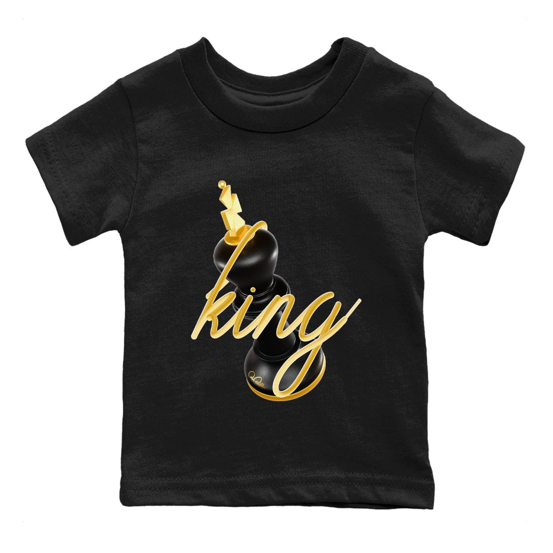 1s Black Metallic Gold shirts to match jordans 3D King sneaker match tees Air Jordan 1 Black Metallic Gold SNRT Sneaker Tees streetwear brand Baby and Youth Black 2 cotton tee