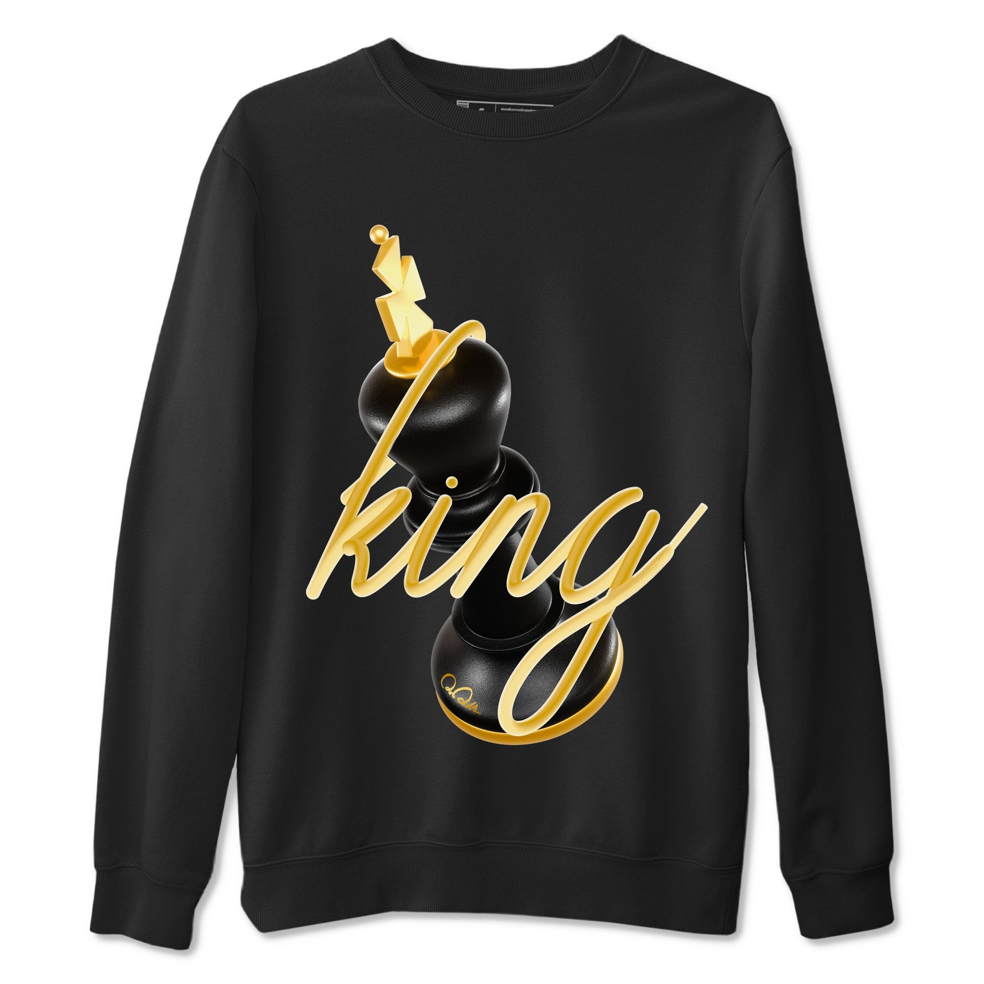 1s Black Metallic Gold shirts to match jordans 3D King sneaker match tees Air Jordan 1 Black Metallic Gold SNRT Sneaker Tees streetwear brand Black 2 unisex cotton tee