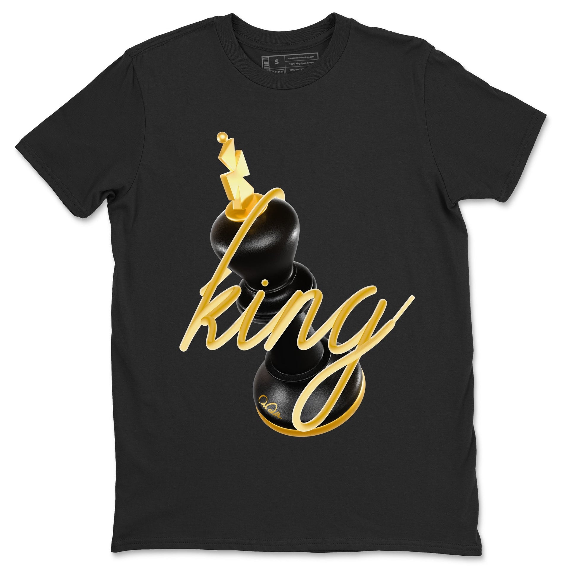 1s Black Metallic Gold shirts to match jordans 3D King sneaker match tees Air Jordan 1 Black Metallic Gold SNRT Sneaker Tees streetwear brand Black 2 unisex cotton tee