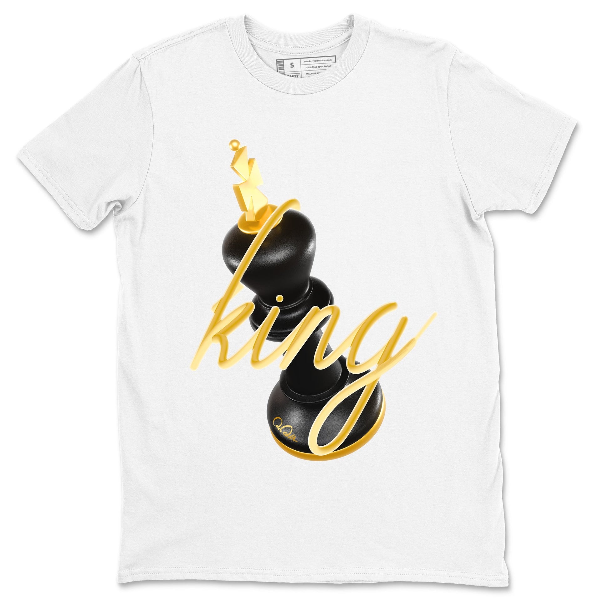 1s Black Metallic Gold shirts to match jordans 3D King sneaker match tees Air Jordan 1 Black Metallic Gold SNRT Sneaker Tees streetwear brand White 2 unisex cotton tee