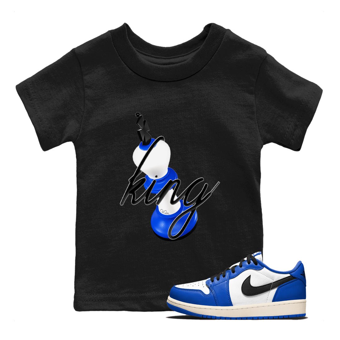 AJ1 Game Royal shirt to match jordans 3D King sneaker tees Air Jordan 1 Game Royal SNRT sneaker release tees baby toddler Black 1 cotton Shirt