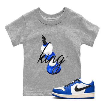 AJ1 Game Royal shirt to match jordans 3D King sneaker tees Air Jordan 1 Game Royal SNRT sneaker release tees baby toddler Heather Grey 1 cotton Shirt