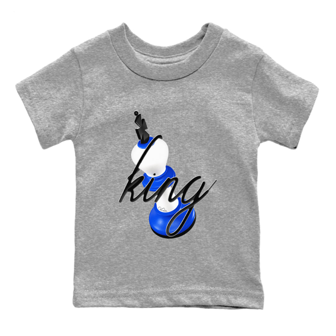 AJ1 Game Royal shirt to match jordans 3D King sneaker tees Air Jordan 1 Game Royal SNRT sneaker release tees baby toddler Heather Grey 2 cotton Shirt