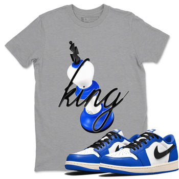 AJ1 Game Royal shirt to match jordans 3D King sneaker tees Air Jordan 1 Game Royal SNRT Sneaker Release Tees unisex cotton Heather Grey 1 crew neck shirt